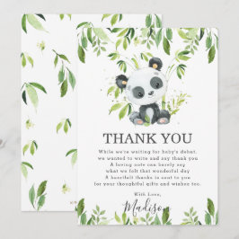 Niedlich Panda Greenery Baby Duwer Gender Neutral Dankeskarte