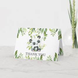 Niedlich Panda Greenery Baby Duwer Gender Neutral Dankeskarte