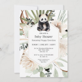 Niedlich Panda Greenery Baby Duwer Gender Neutral Einladung