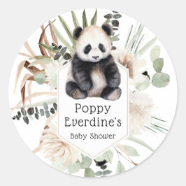 Niedlich Panda Greenery Baby Duwer Gender Neutral Runder Aufkleber
