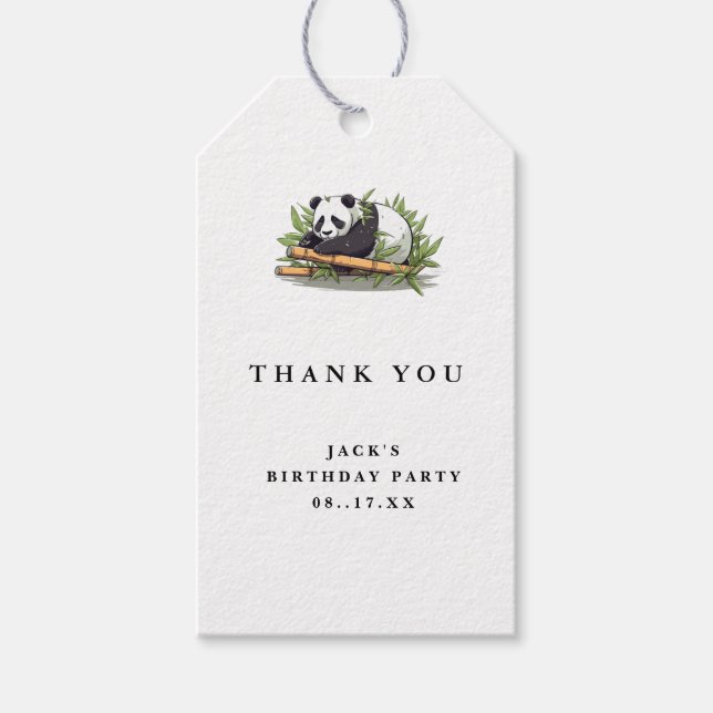 Niedlich Panda Greenery Bamboo Geburtstagsparty Geschenkanhänger (Vorderseite)
