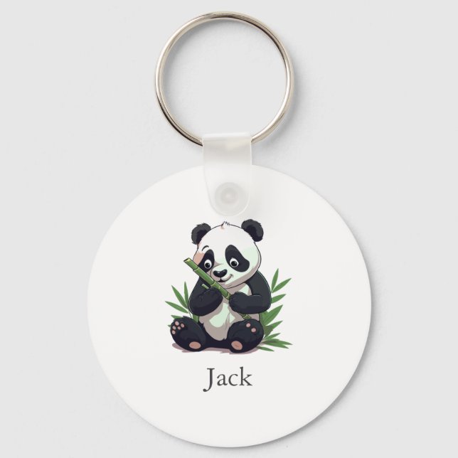 Niedlich Panda Greenery Bamboo Geburtstagsparty Schlüsselanhänger (Vorderseite)