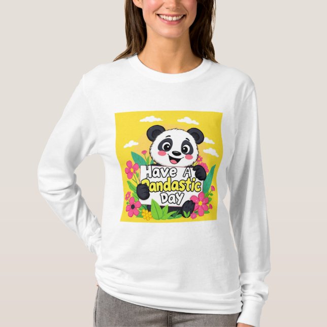 Niedlich Panda "Habe einen Pandastic Day" T-Shirt (Vorderseite)