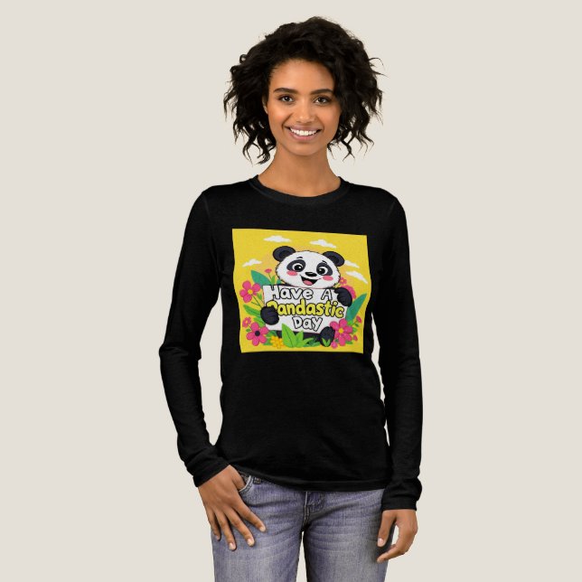 Niedlich Panda "Habe einen Pandastic Day" Tri-Blend Shirt (Volle Vorderseite)