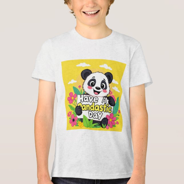 Niedlich Panda "Habe einen Pandastic Day" Tri-Blend Shirt (Vorderseite)