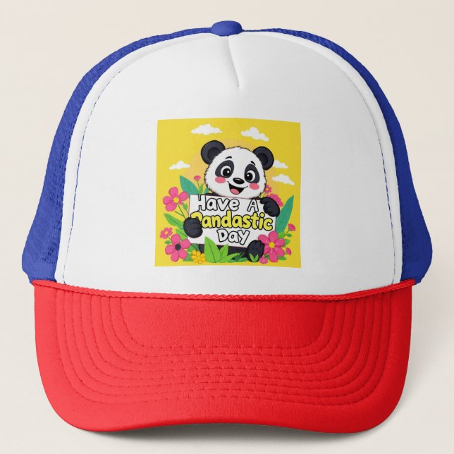 Niedlich Panda "Habe einen Pandastic Day" Truckerkappe (Vorderseite)