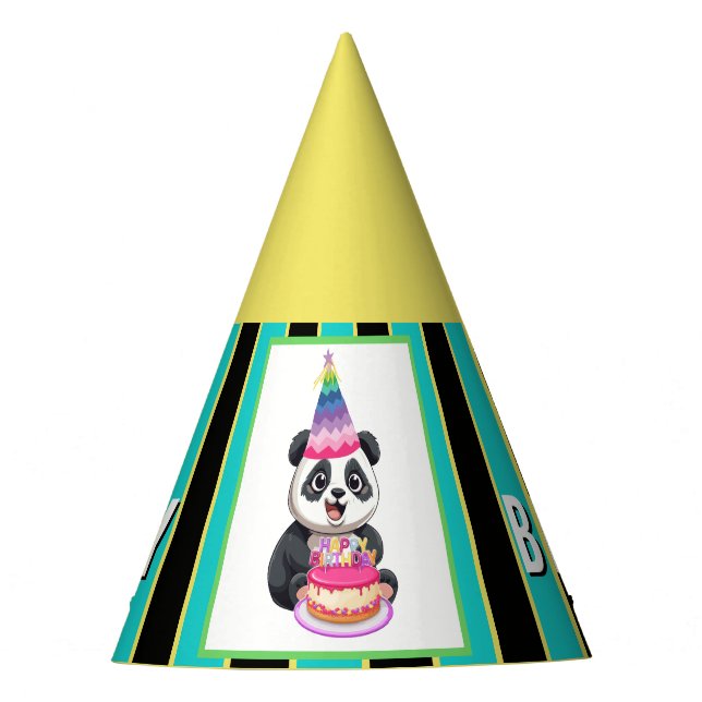 Niedlich Panda Happy Birthday Partyhütchen (Vorderseite)