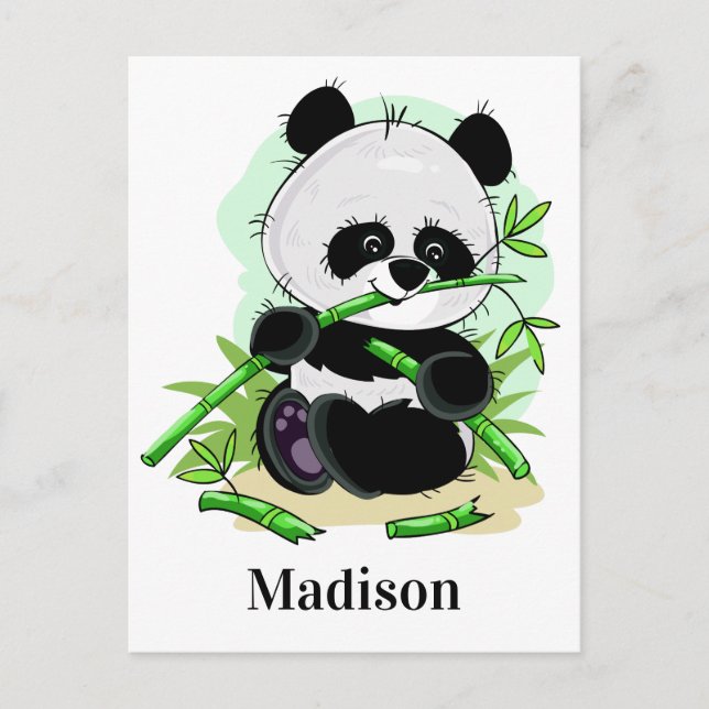 Niedlich Panda individuelle Name Postkarte (Vorderseite)