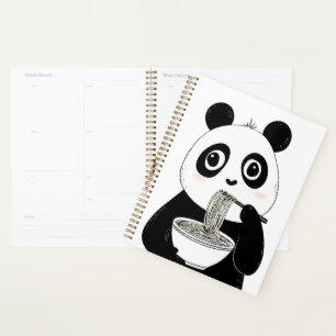 Niedlich Panda isst Udon Noodles Planer