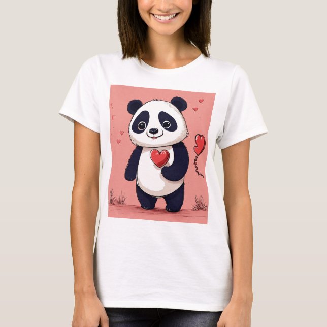 "Niedlich Panda "Liebe oder Nicht" T - Shirt - Ado (Vorderseite)