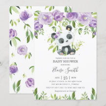 Niedlich Panda Lila Blumengrün Baby Shower Girl