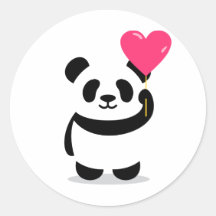 Niedlich Panda mit Heart Balloon Sticker