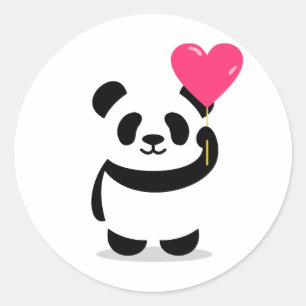 Niedlich Panda mit Heart Balloon Sticker