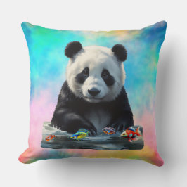 Niedlich Panda mit seinen Spielzeugen Kissen