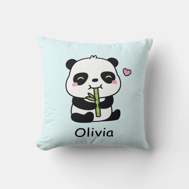 Niedlich Panda Munching Bamboo, Baby-Kinderzimmer- Kissen (Vorderseite)
