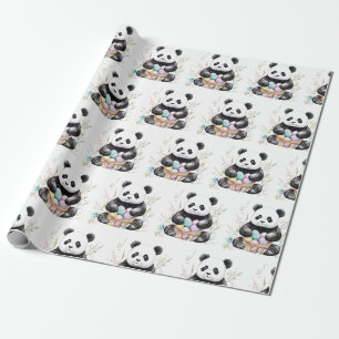Niedlich Panda Osterwasserfarbe Blüte Geschenkpapier