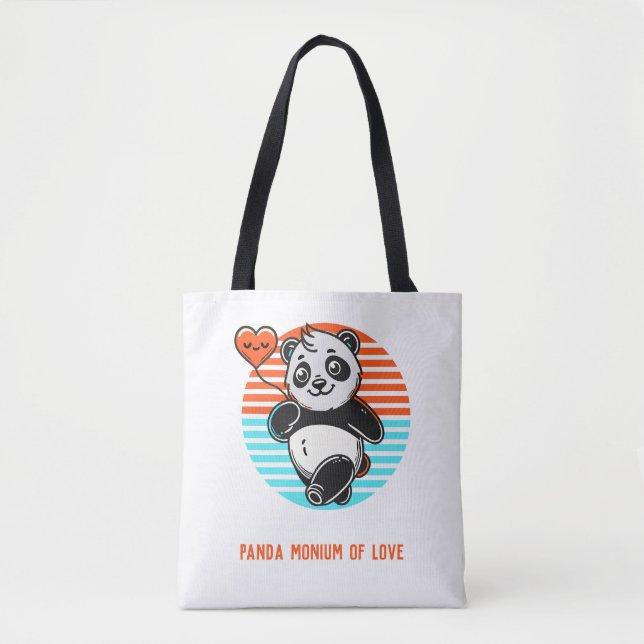 Niedlich Panda "Panda-monium of Liebe" Tote Tasche (Vorderseite)