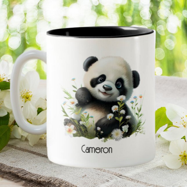 Niedlich Panda Personalisiert Zweifarbige Tasse (Von Creator hochgeladen)