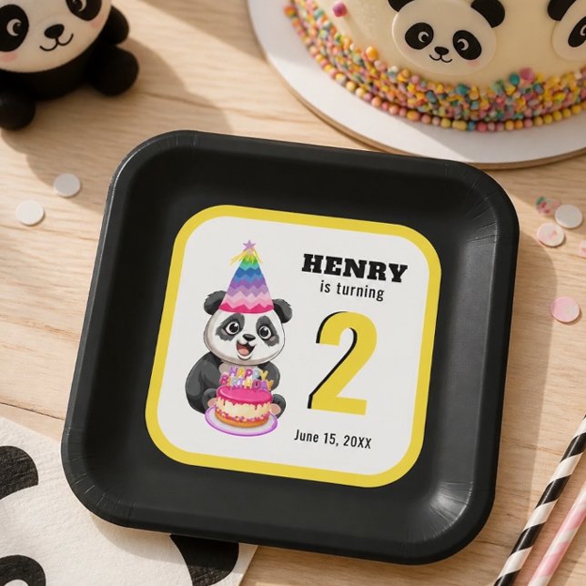 Niedlich Panda - Personalisierter Geburtstag Pappteller (Von Creator hochgeladen)