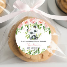 Niedlich Panda Pink Floral Bamboo Babydusche Gebur