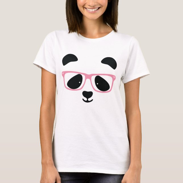 Niedlich Panda Pink T-Shirt (Vorderseite)