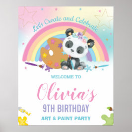 Niedlich Panda Rainbow Paint Art Geburtstag Willko Poster