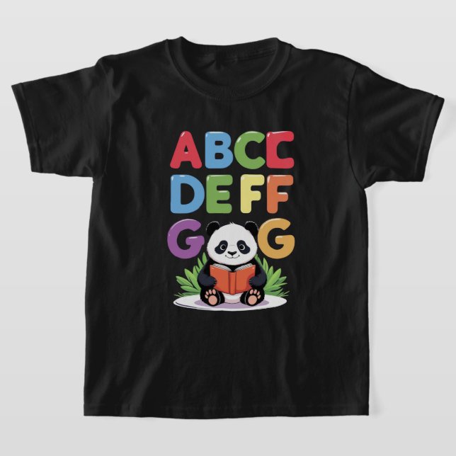 Niedlich Panda Reading - farbenfroher ABCD FG T -  T-Shirt (Ablage )