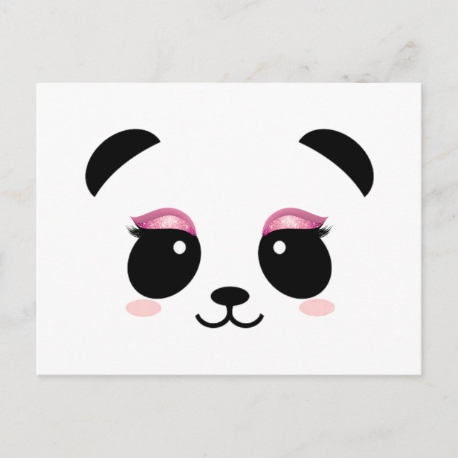 Niedlich-Panda-Rosa-Wimpern Postkarte (Vorderseite)