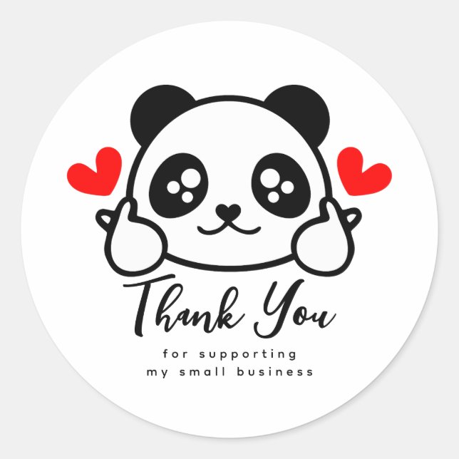 Niedlich Panda Small Business Vielen Dank Runder Aufkleber (Vorderseite)