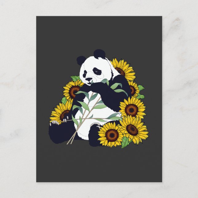 Niedlich Panda Sonnenblume Lover Schöne Blume Postkarte (Vorderseite)