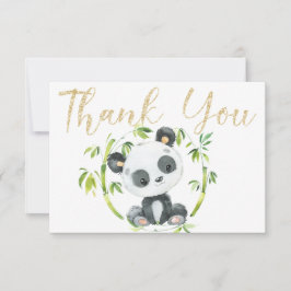 Niedlich Panda und Green Bamboo Babydusche Vielen Dankeskarte