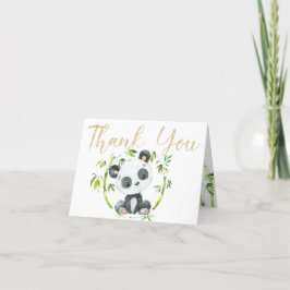 Niedlich Panda und Green Bamboo Babydusche Vielen Dankeskarte