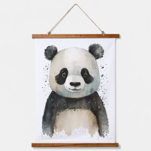 Niedlich Panda Wandteppich Mit Holzrahmen