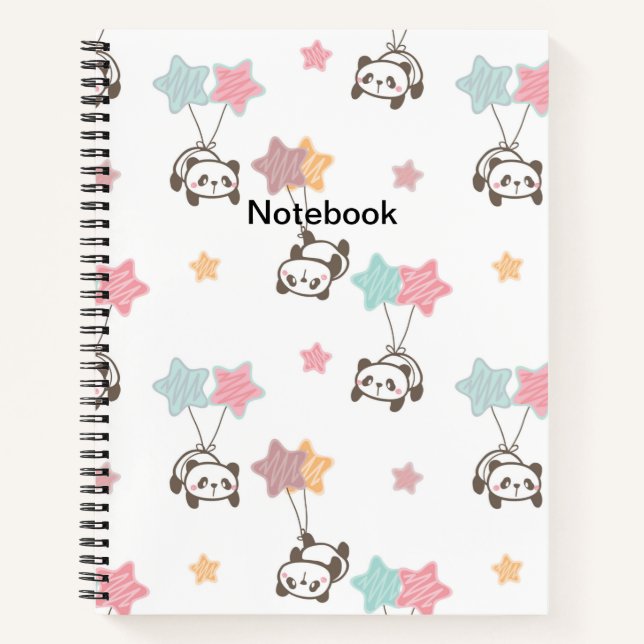 Niedlich Panda White Notebook Notizbuch (Vorderseite)