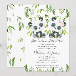 Niedlich Pandas Greenerge Gender Reveal Baby Showe Einladung