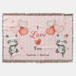 Niedlich Pandas Liebe Rotes Herz Balloons Valentin Decke