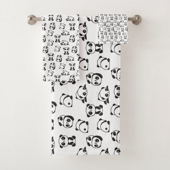 Niedlich Pandas Pattern Badhandtuch Set (Insitu)