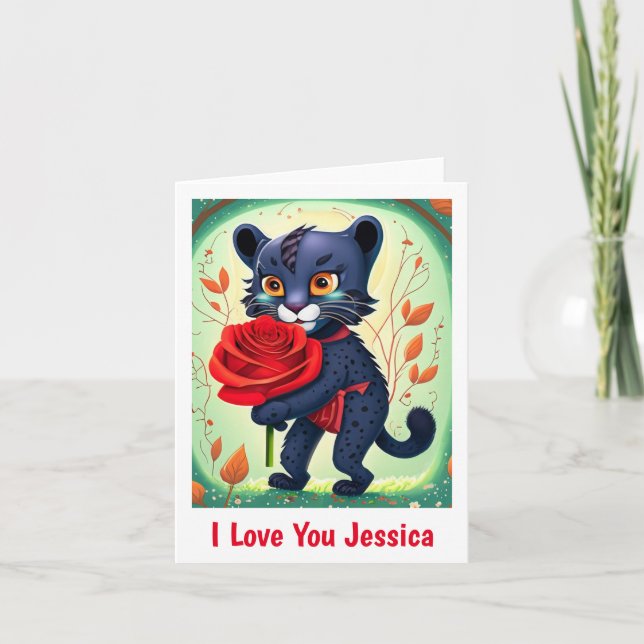 Niedlich Panther I Liebe Sie Personalisiert Name Karte (Vorderseite)