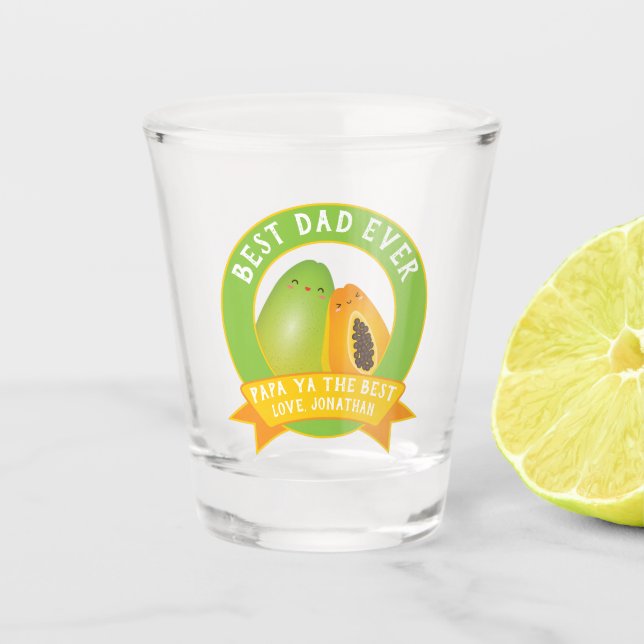 Niedlich Papa Ya Der schönste Obstladen zum Vater Schnapsglas (Vorderseite)