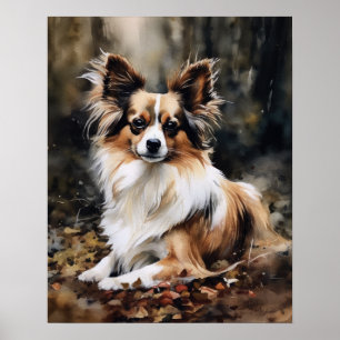 Niedlich Papillon Dog Art Print Poster