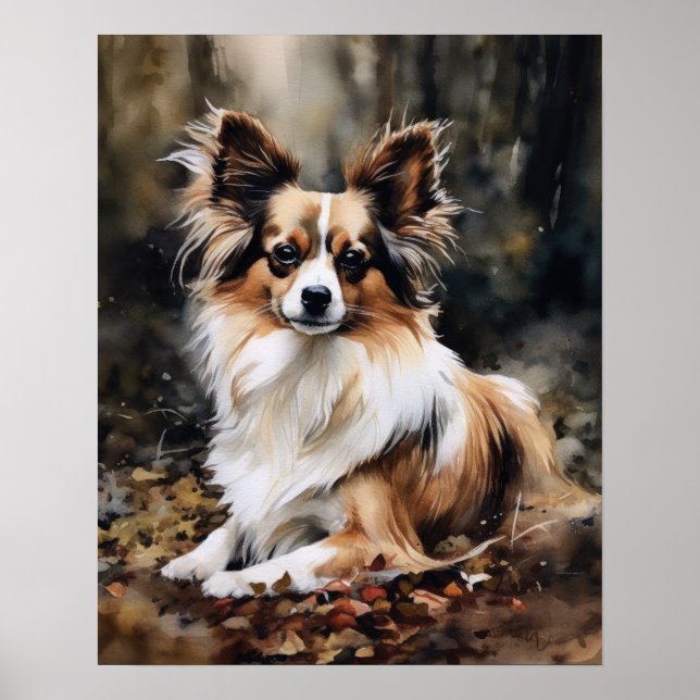 Niedlich Papillon Dog Art Print Poster (Vorne)