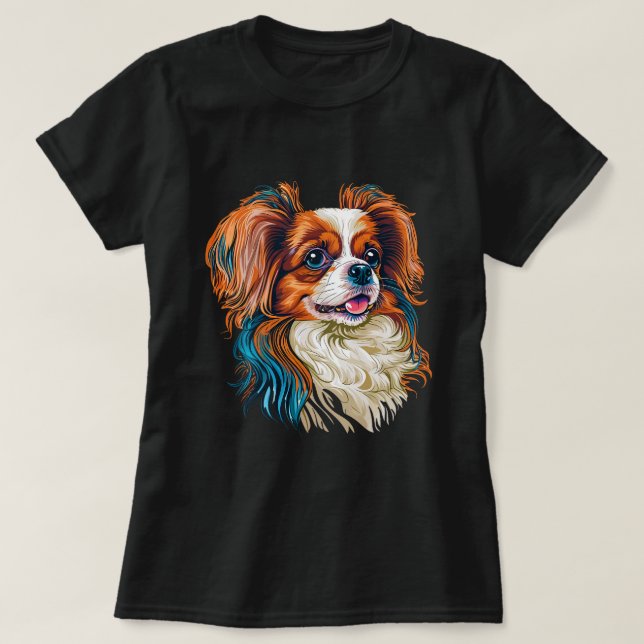 Niedlich Papillon Dog auf Continental Toy Spaniel  T-Shirt (Design vorne)
