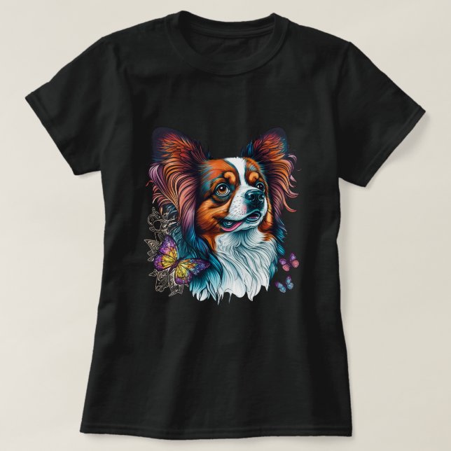 Niedlich Papillon Dog auf Continental Toy Spaniel  T-Shirt (Design vorne)