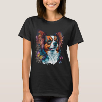 Niedlich Papillon Dog auf Continental Toy Spaniel T-Shirt