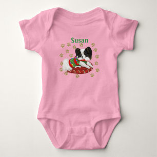 Niedlich Papillon Puppy Baby Bodysuit Strampler
