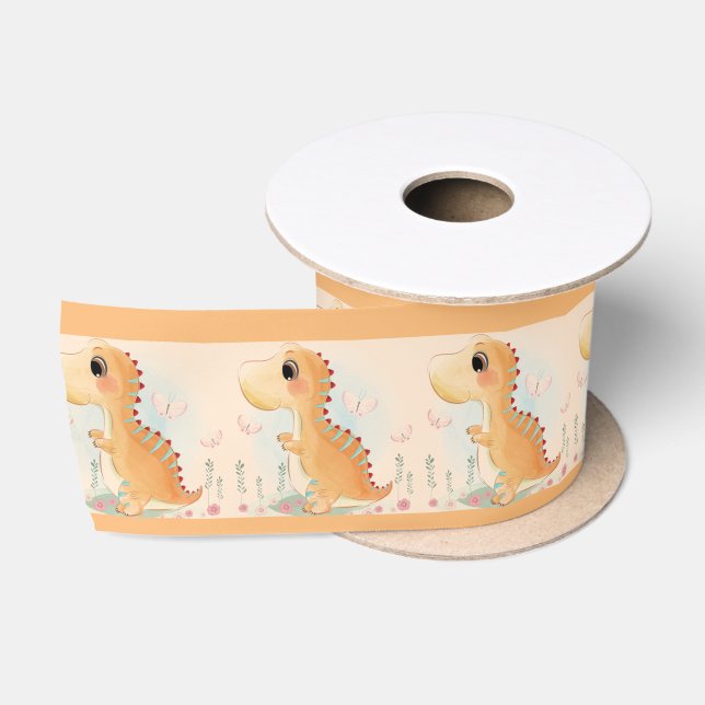 Niedlich Pastel Adorable Baby Dinosaurier Satinband (Spule)