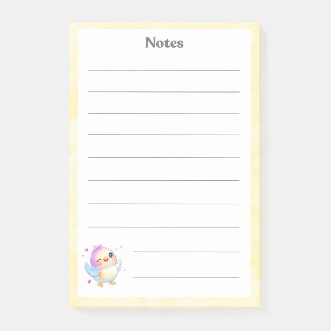 Niedlich Pastel Baby Bird Notepad Post-it Klebezettel (Vorderseite)