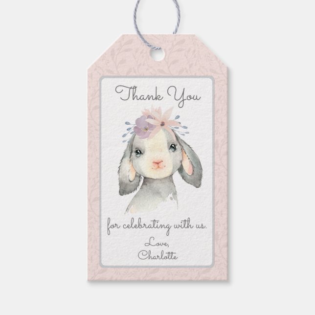Niedlich Pastel Baby Lamb Danke Geschenkanhänger (Vorderseite)