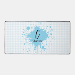Niedlich Pastel Blue Gingham Pattern Desk Mat Schreibtischunterlage