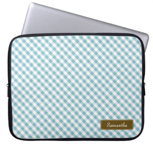 Niedlich Pastel Blue Gingham Pattern Laptopschutzhülle
